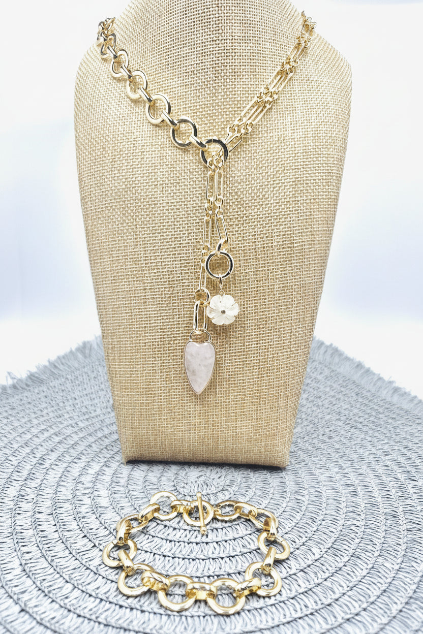 Luxe Link White Crystal Flower Necklace