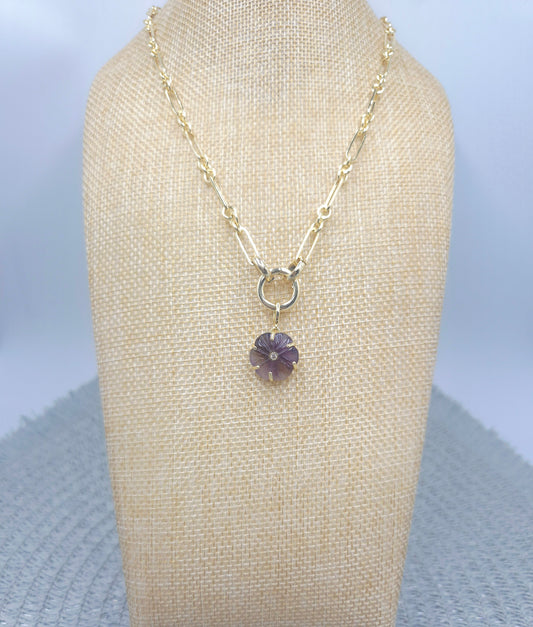 Luxe Link Amethyst Flower Necklace
