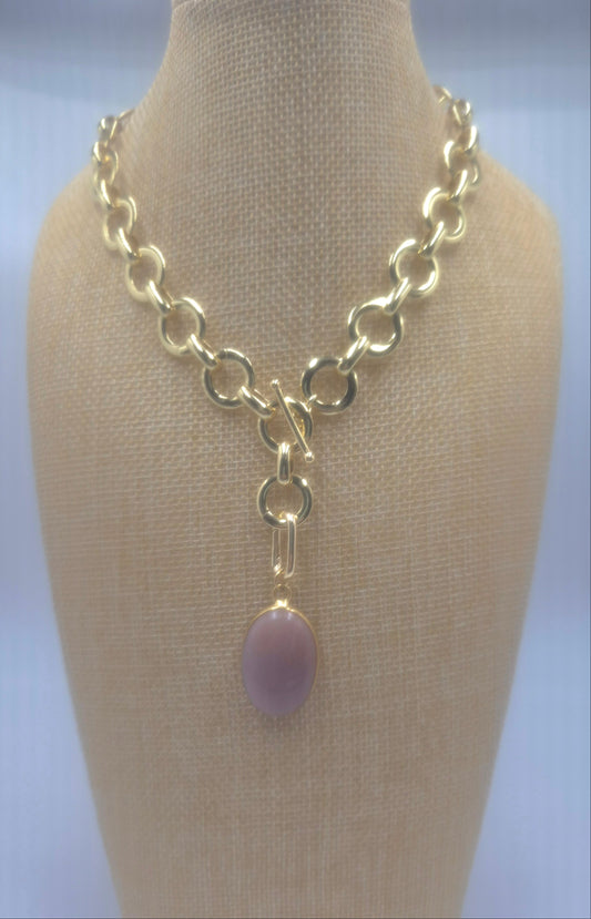 Loop Duo Peach Moonstone Necklace/Bracelet