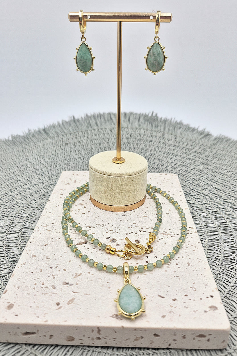 Aventurine Strand with Amazonite Drop
