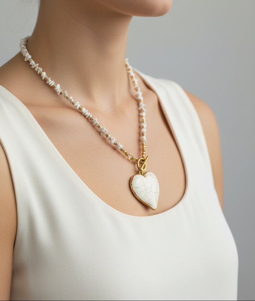 Howlite Heart Necklace