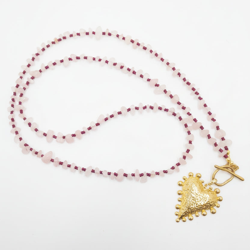 Blush and Burgundy Bubble Heart Necklace