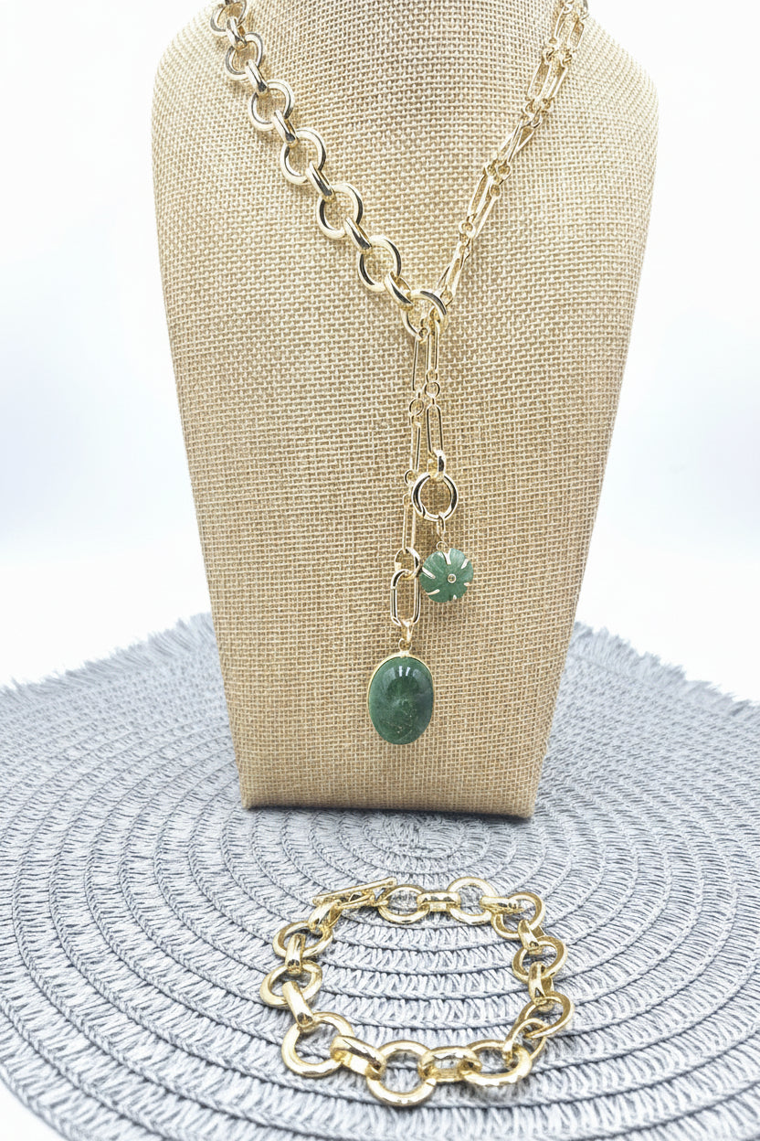 Loop Duo Green Fluorite Necklace/Bracelet