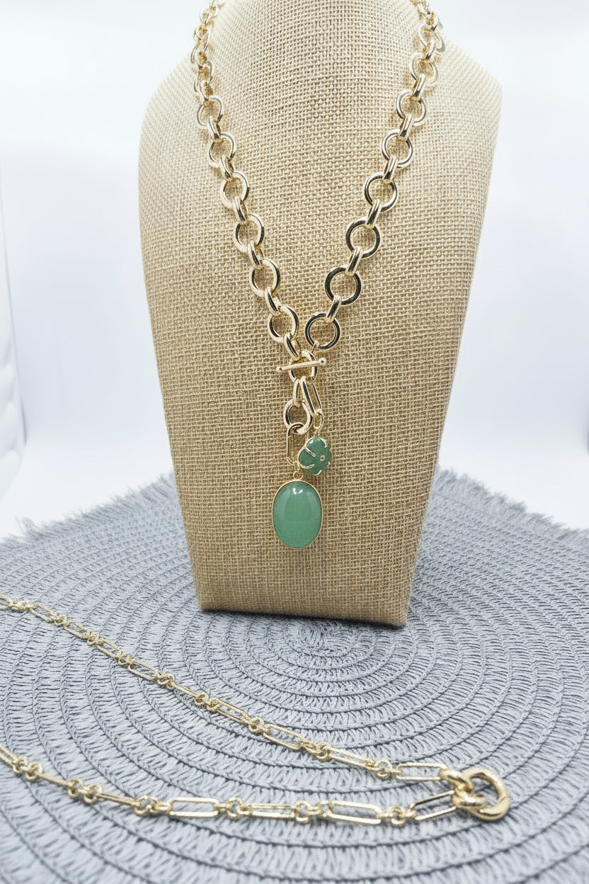 Loop Duo Green Fluorite Necklace/Bracelet