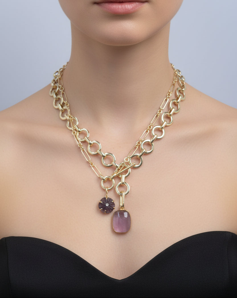 Loop Duo Amethyst Necklace/Bracelet