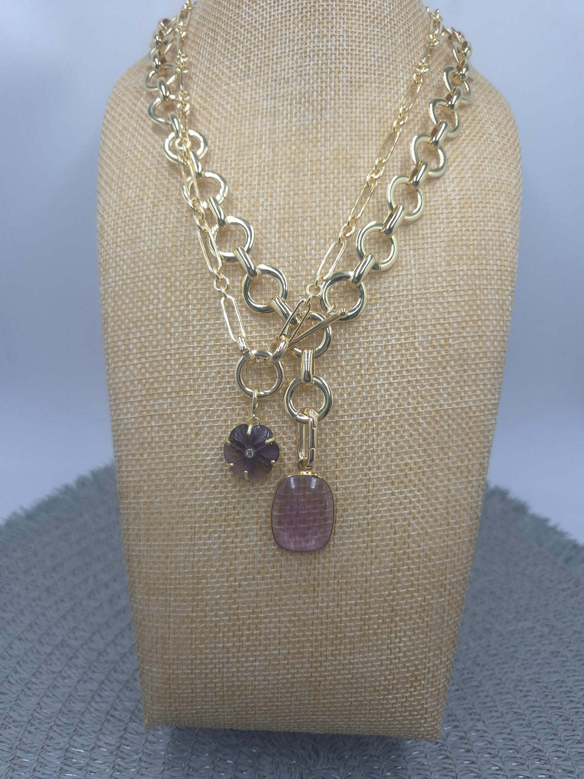 Luxe Link Amethyst Flower Necklace