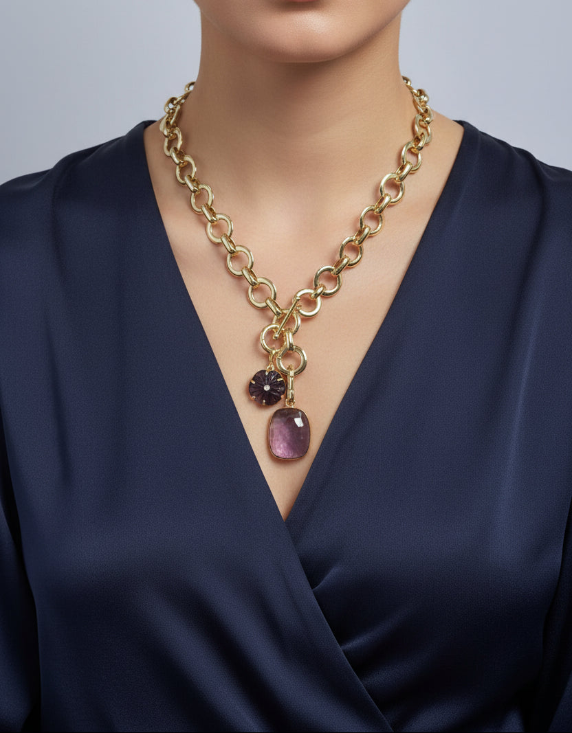 Loop Duo Amethyst Necklace/Bracelet