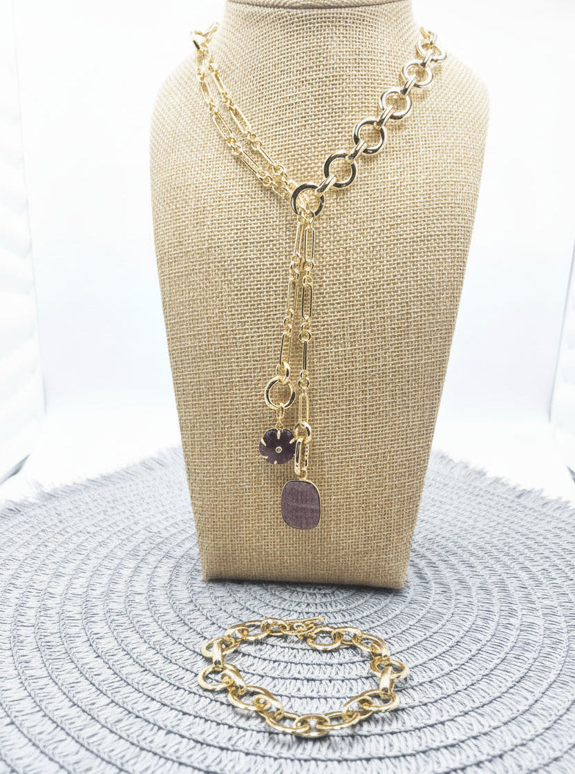 Loop Duo Amethyst Necklace/Bracelet