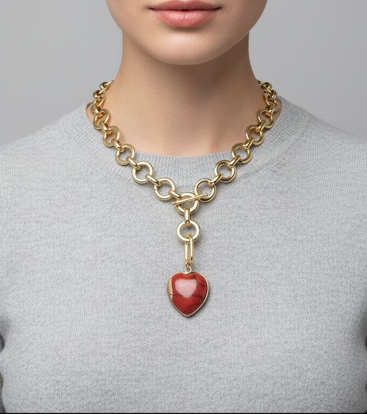 Loop Duo Red Jasper Necklace/Bracelet