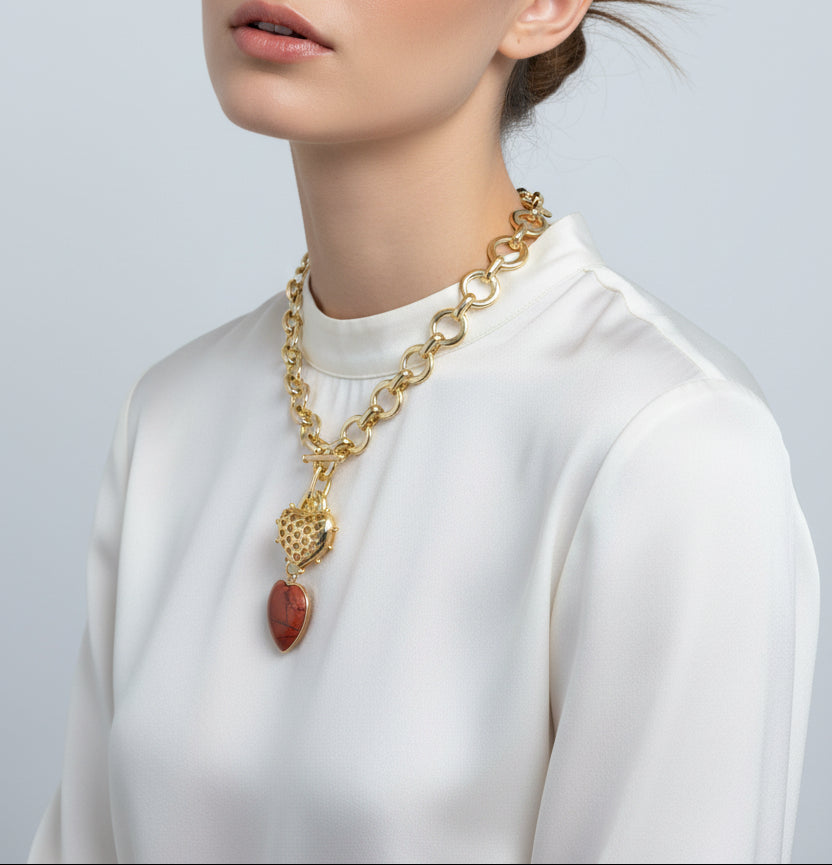 Loop Duo Red Jasper Necklace/Bracelet