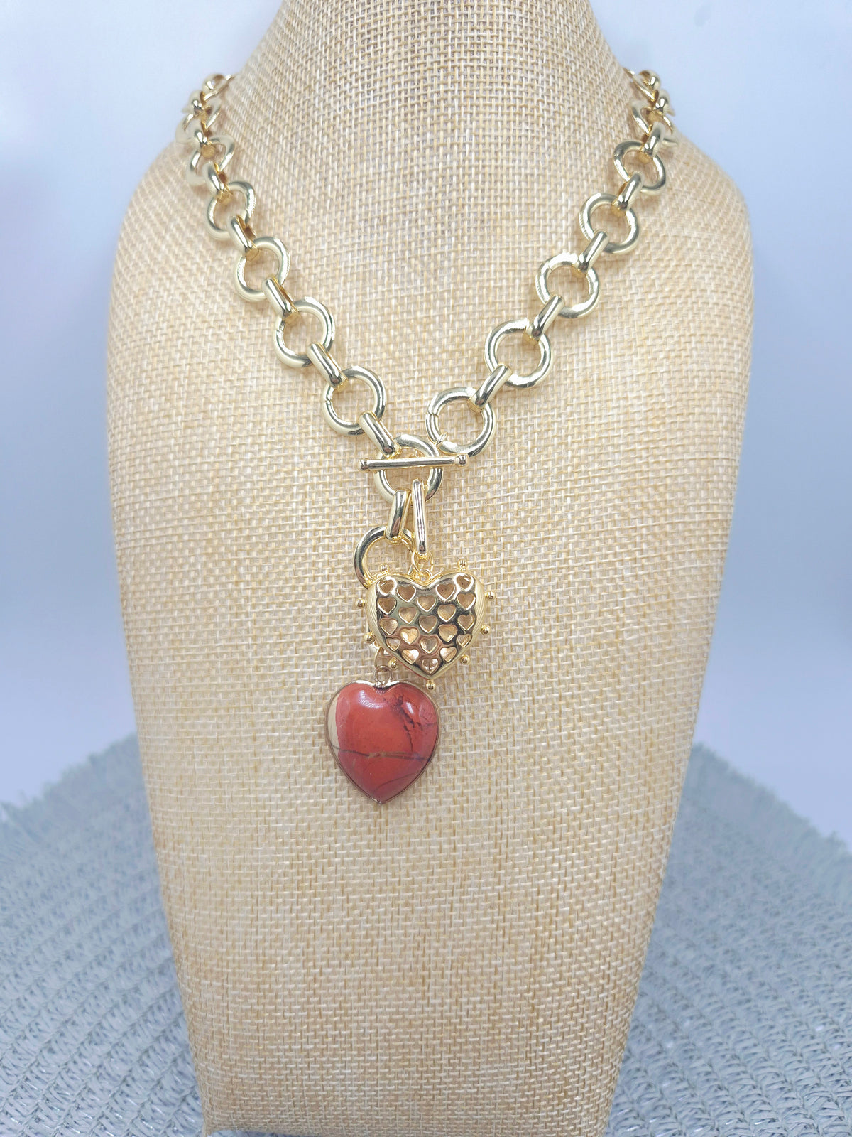 Loop Duo Red Jasper Necklace/Bracelet