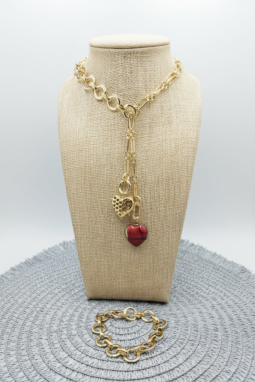 Loop Duo Red Jasper Necklace/Bracelet