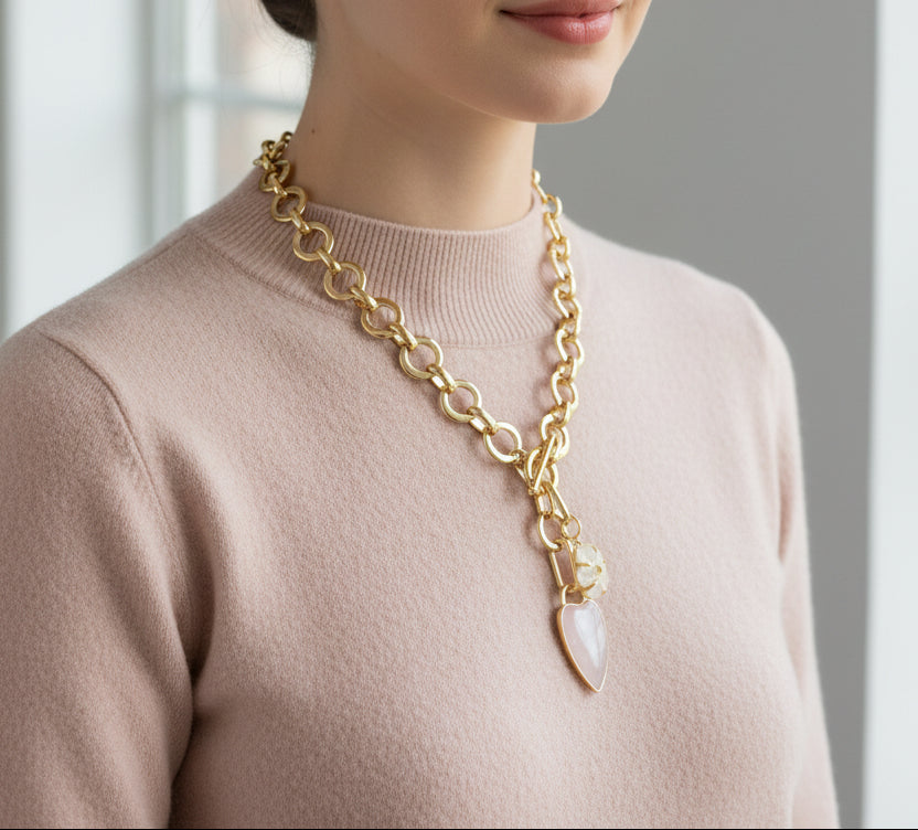 Luxe Link White Crystal Flower Necklace