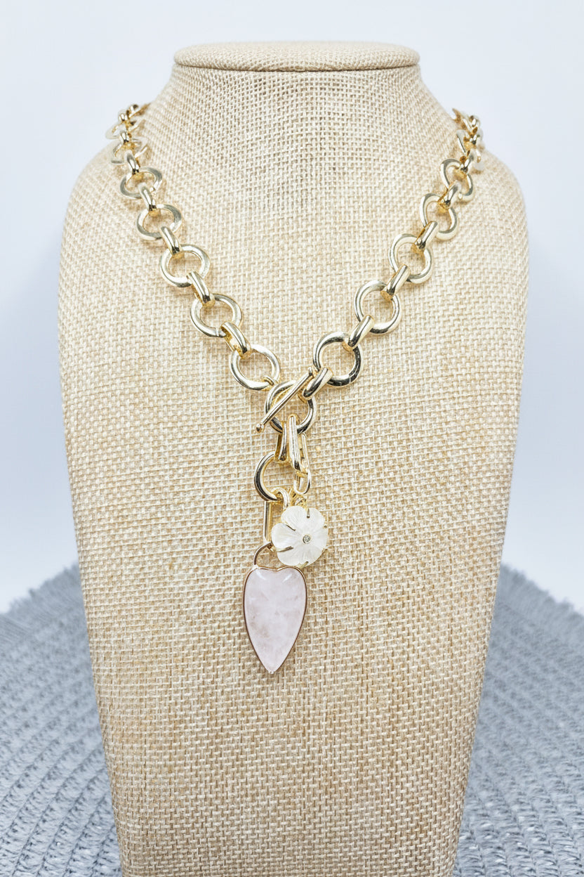 Luxe Link White Crystal Flower Necklace