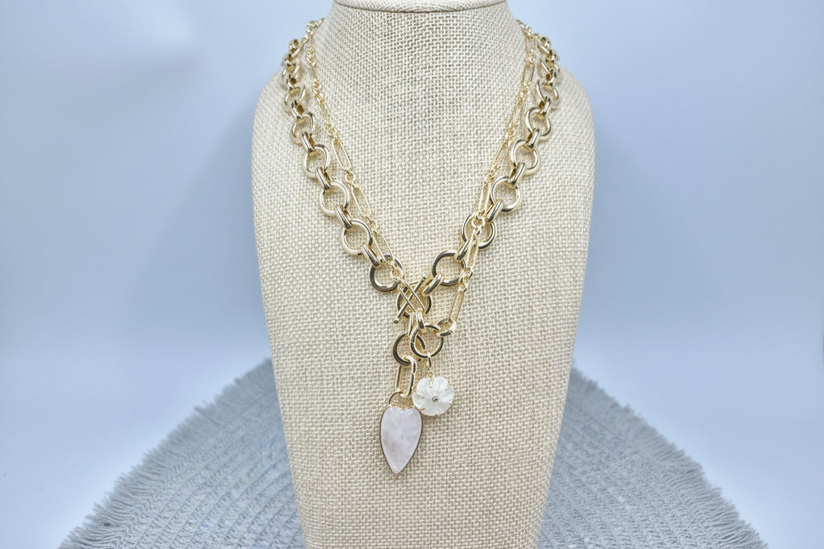 Luxe Link White Crystal Flower Necklace