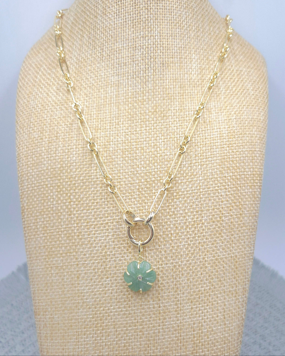 Luxe Link Green Aventurine Flower Necklace