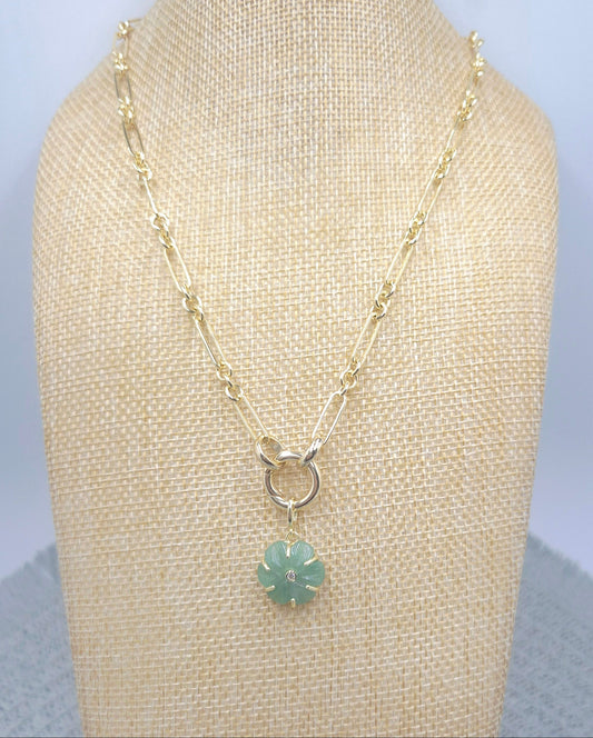 Luxe Link Green Aventurine Flower Necklace