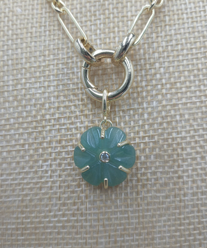 Luxe Link Green Aventurine Flower Necklace
