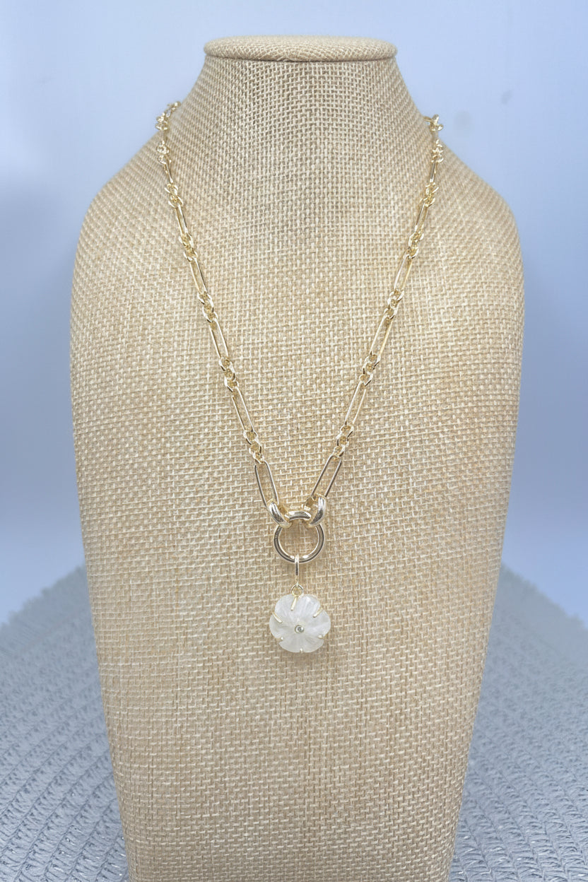Luxe Link White Crystal Flower Necklace