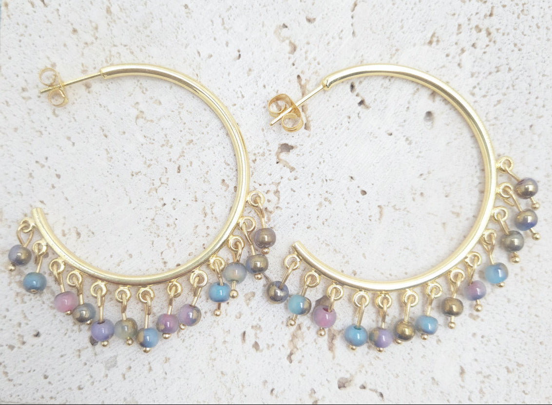 Loop Hoop Earrings - Midnight Blues