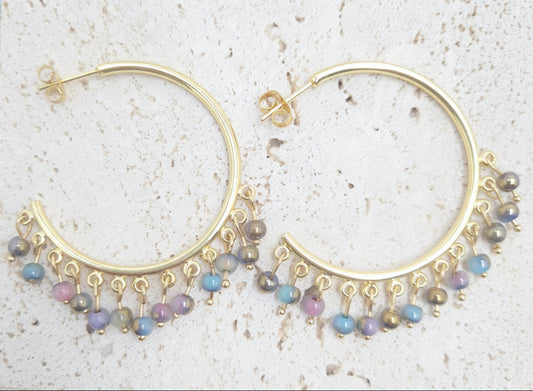Loop Hoop Earrings - Midnight Blues