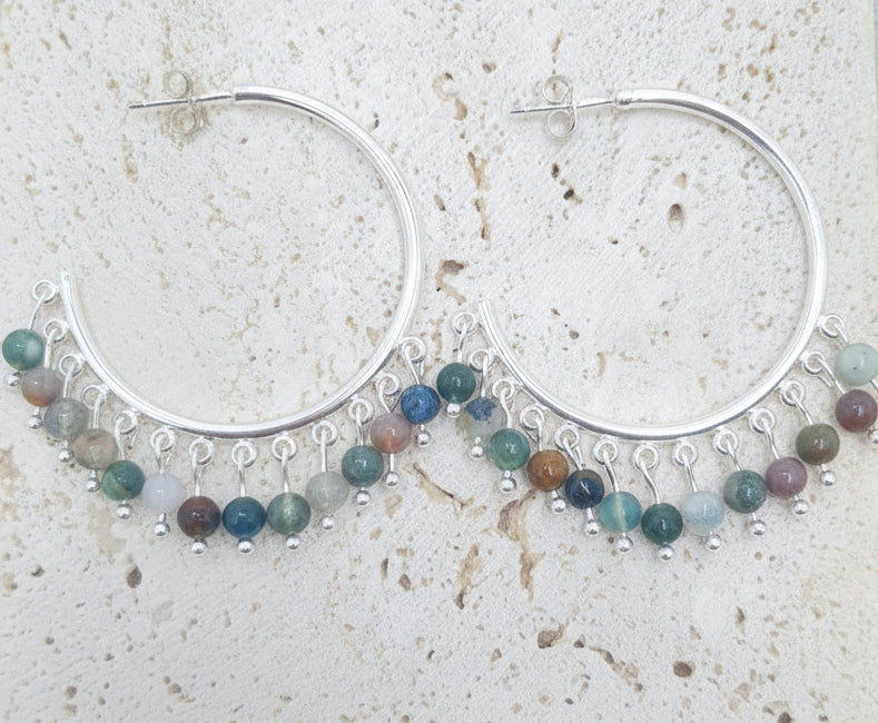 Loop Hoop Earrings - Indian Agate