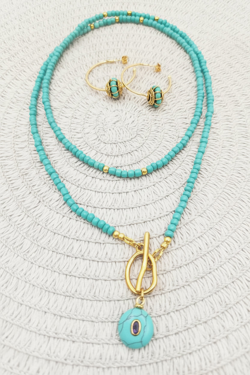 Turquoise Tide Beaded Necklace