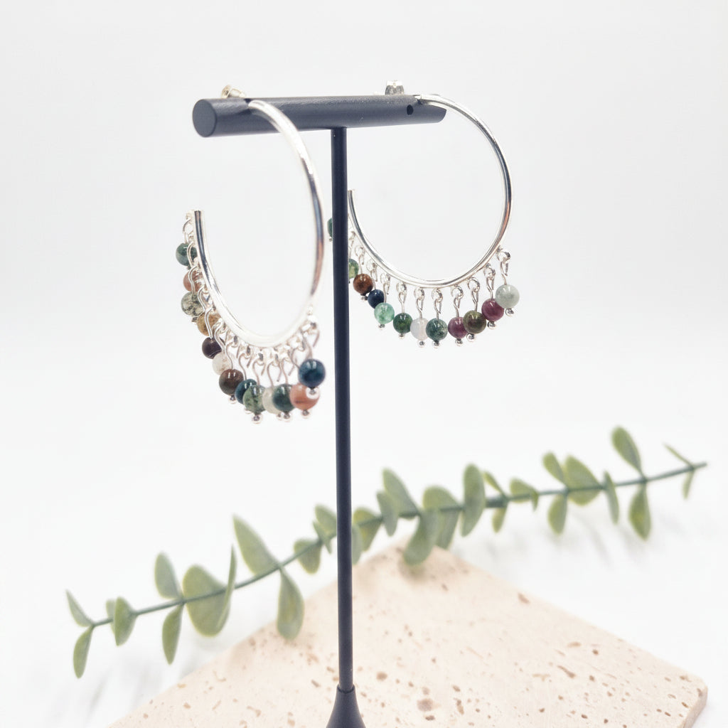 Loop Hoop Earrings - Indian Agate