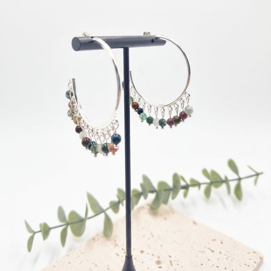 Loop Hoop Earrings - Indian Agate