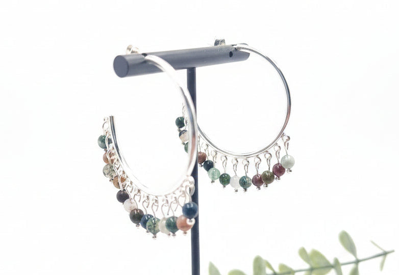 Loop Hoop Earrings - Indian Agate
