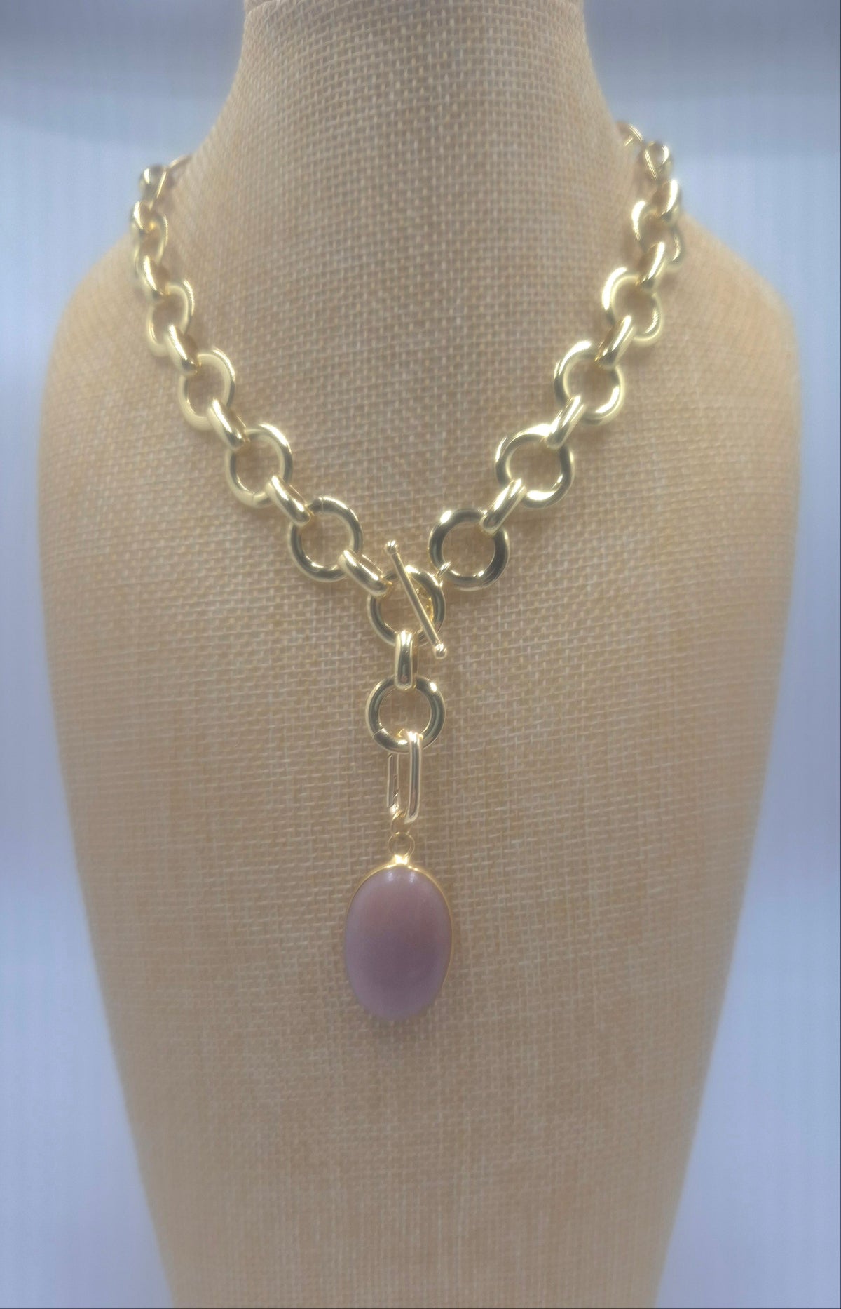 Loop Duo Peach Moonstone Necklace/Bracelet