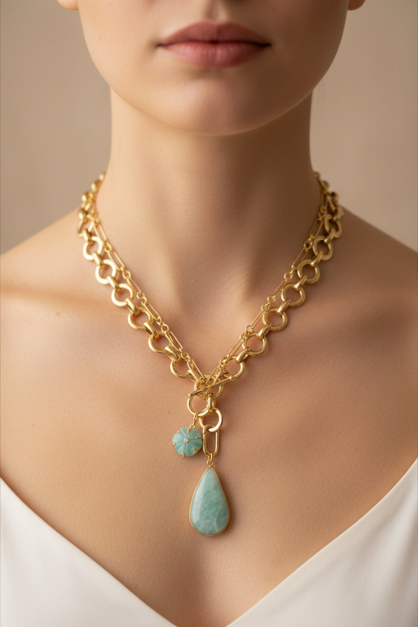 Loop Duo Amazonite Necklace/Bracelet