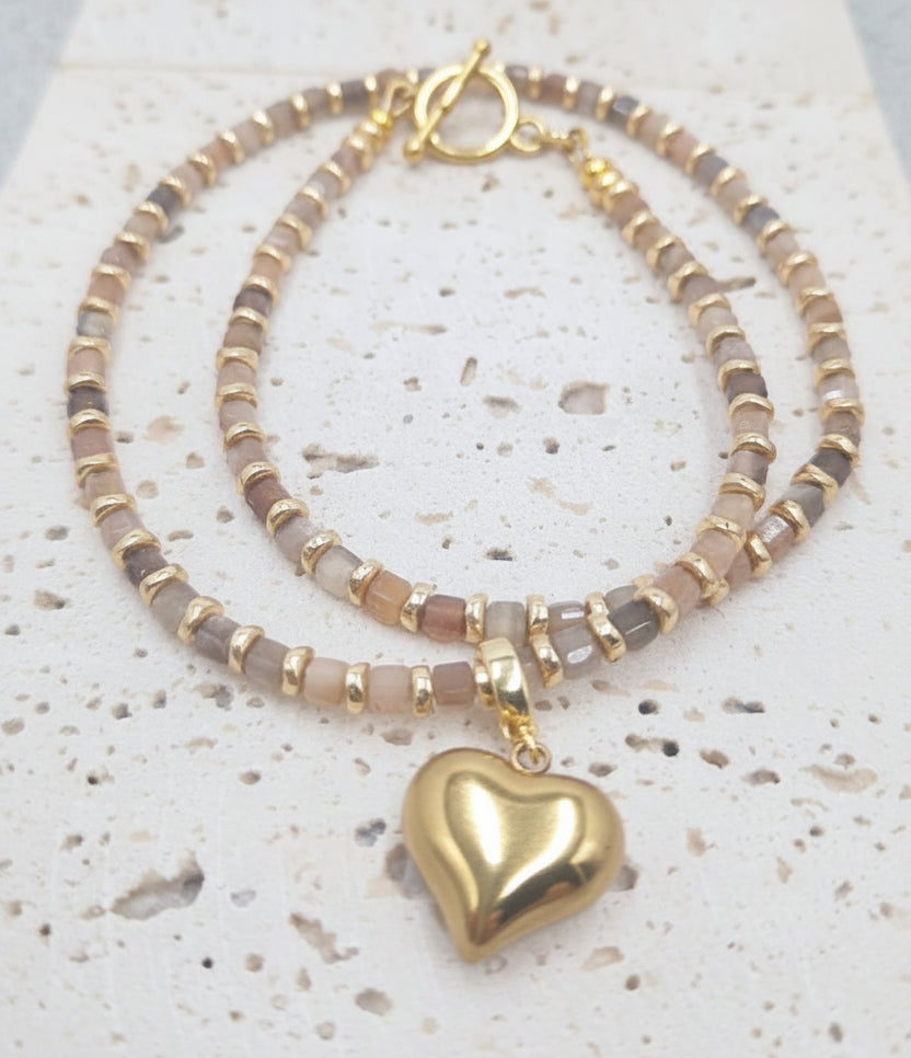 Sunstone Heart Necklace