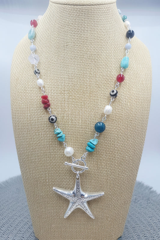 Seaside Mosaic Silver Necklace