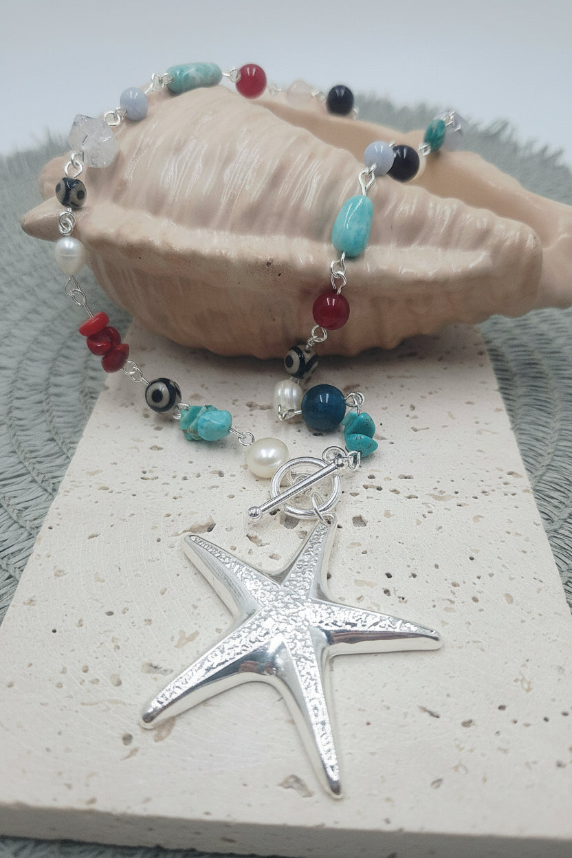 Seaside Mosaic Silver Necklace