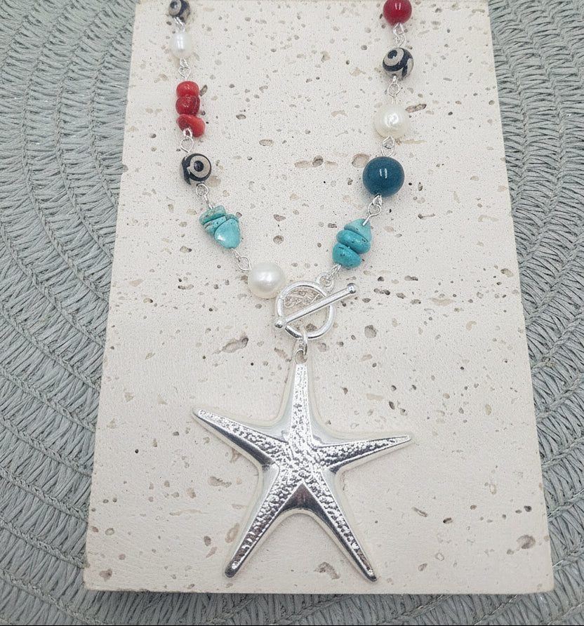 Seaside Mosaic Silver Necklace