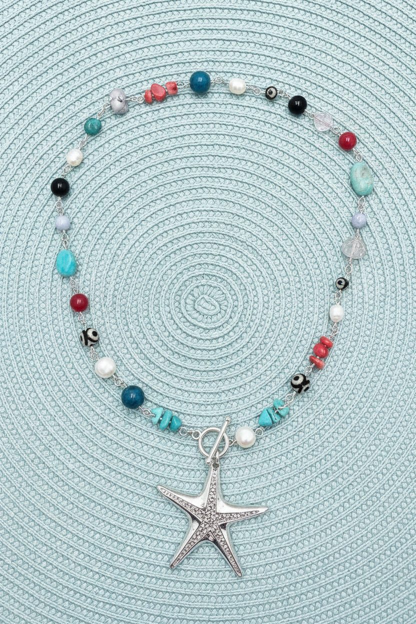 Seaside Mosaic Silver Necklace