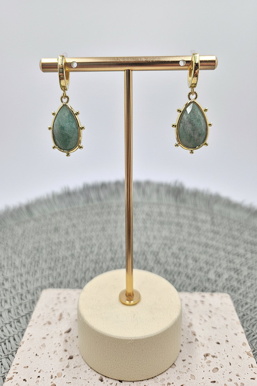Amazonite Drop Earrings in Gold