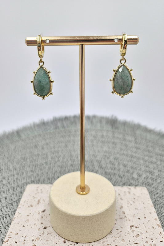 Amazonite Drop Earrings in Gold