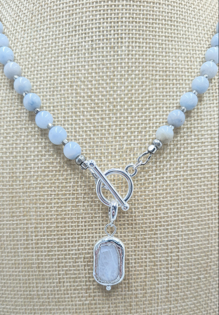 Chalcedony Strand with Pearl Drop