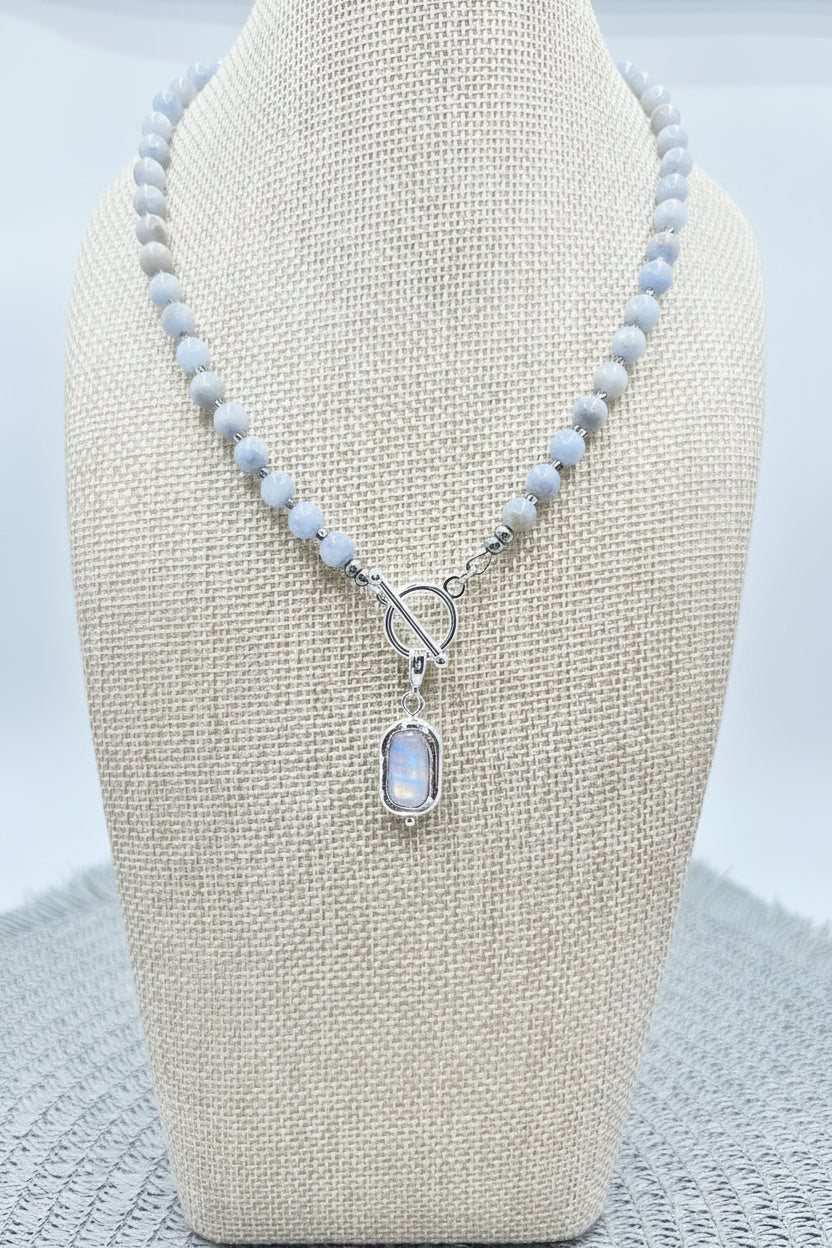 Chalcedony Strand with Pearl Drop