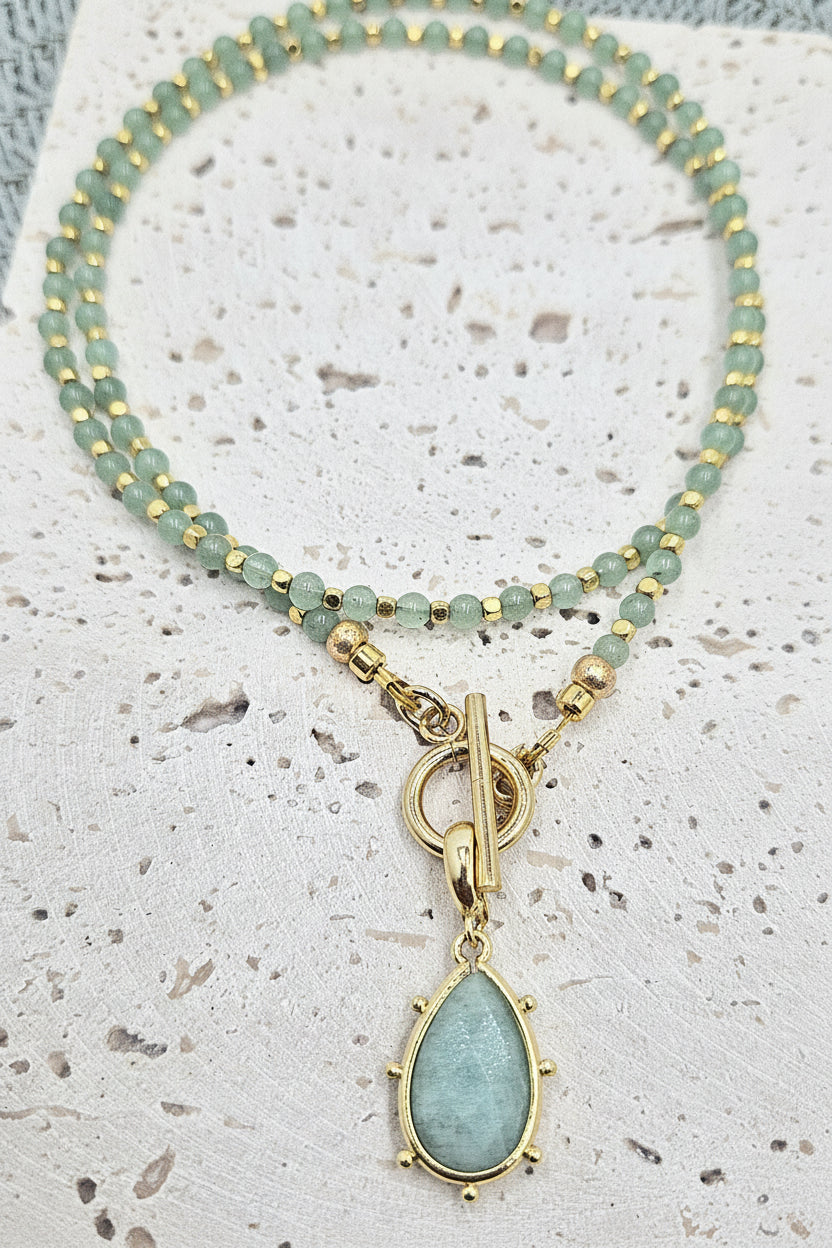 Aventurine Strand with Amazonite Drop
