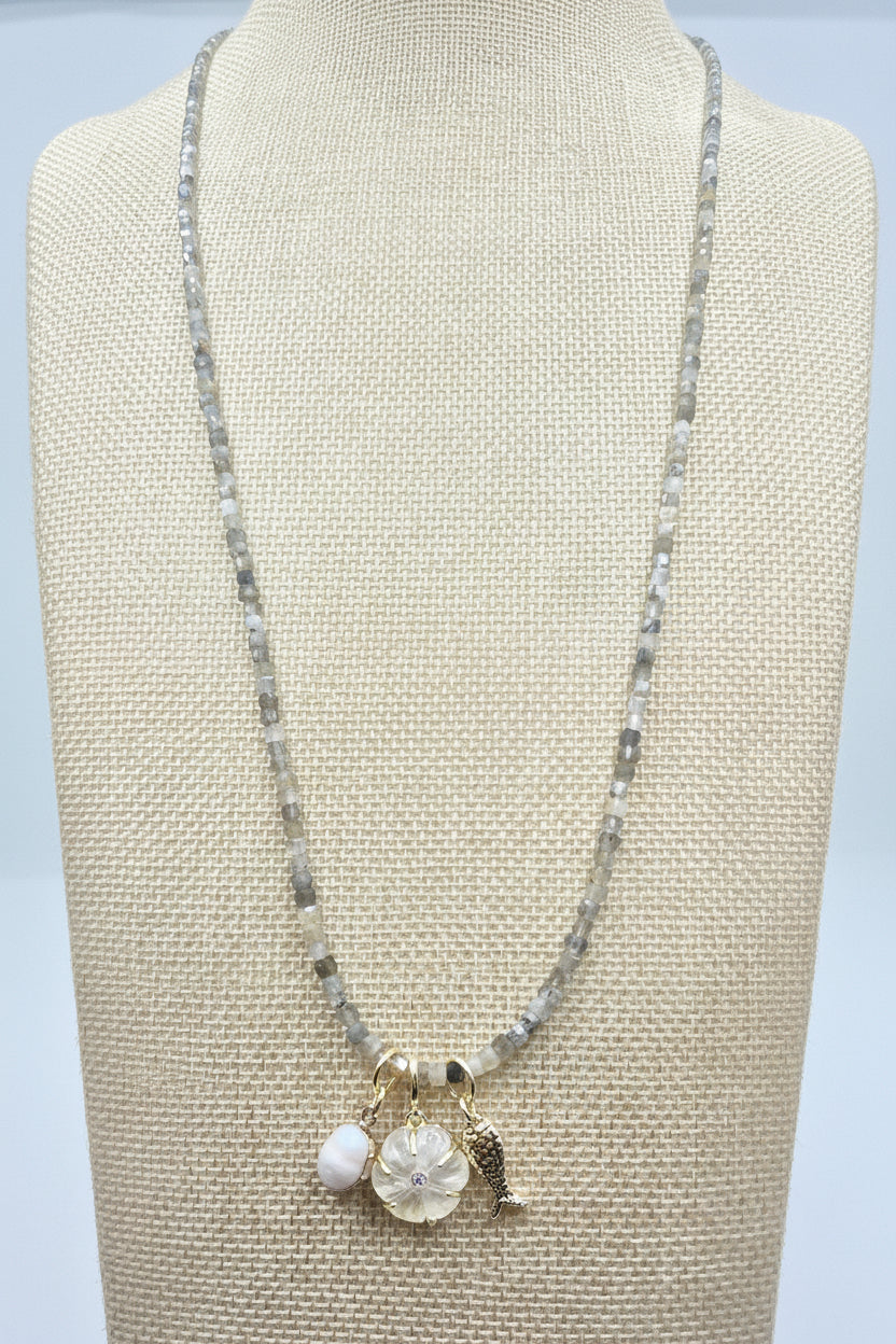 Labradorite Triple Charm Necklace