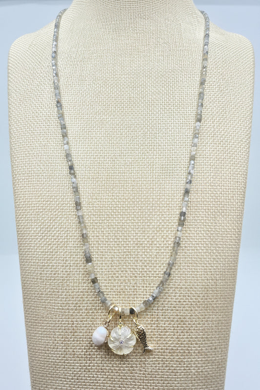 Labradorite Triple Charm Necklace