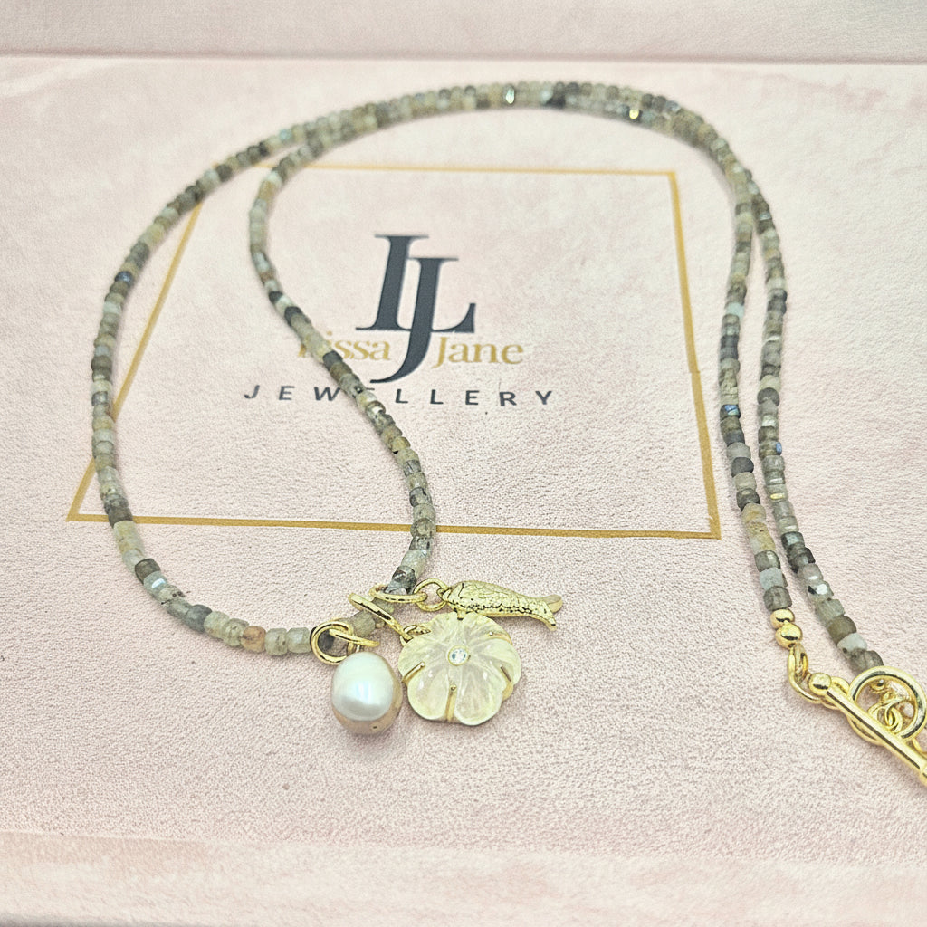 Labradorite Triple Charm Necklace