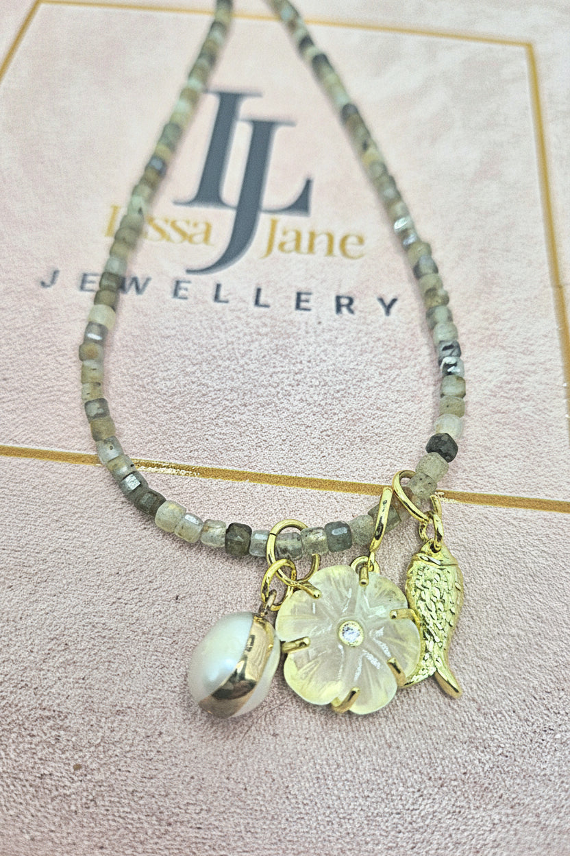 Labradorite Triple Charm Necklace