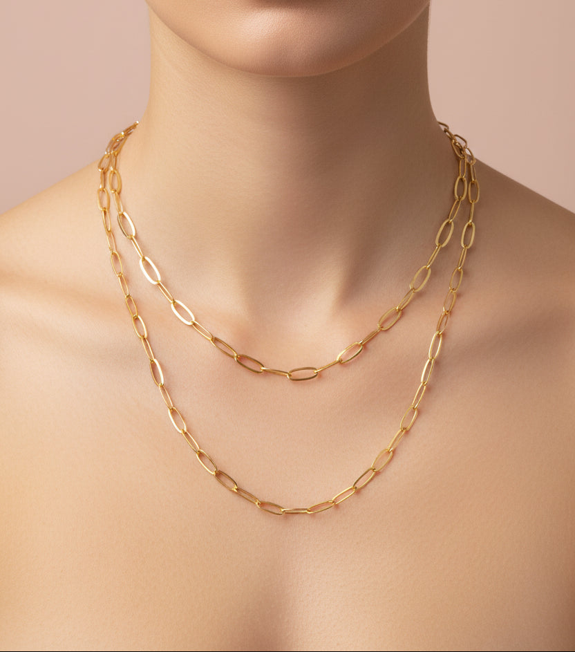 Classic Gold Oval Chain Necklace