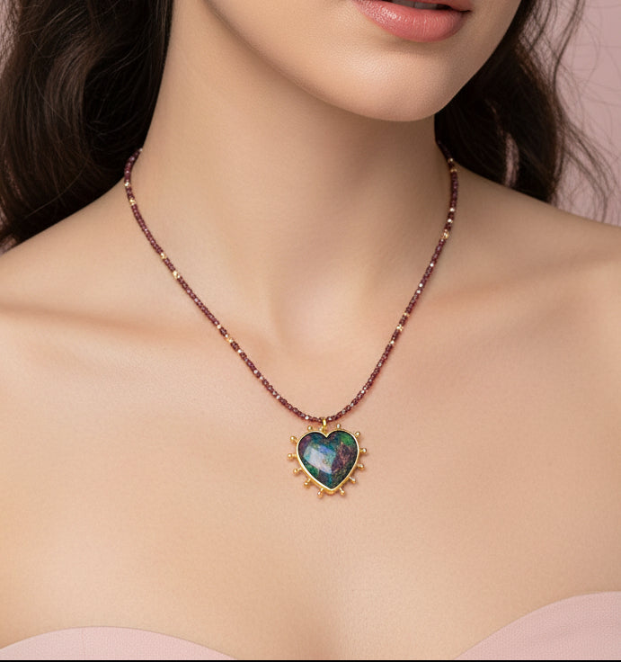 Garnet Heart Necklace
