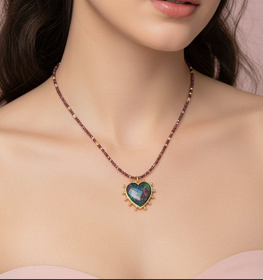 Garnet Heart Necklace