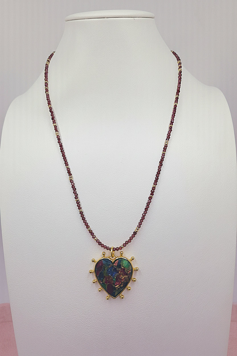 Garnet Heart Necklace